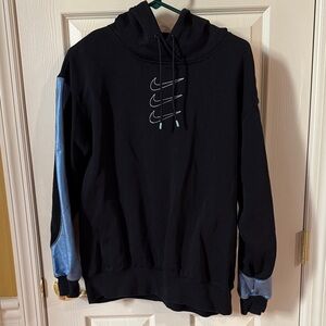 Nike Women’s Black Hoodie with Blue Sleeves
